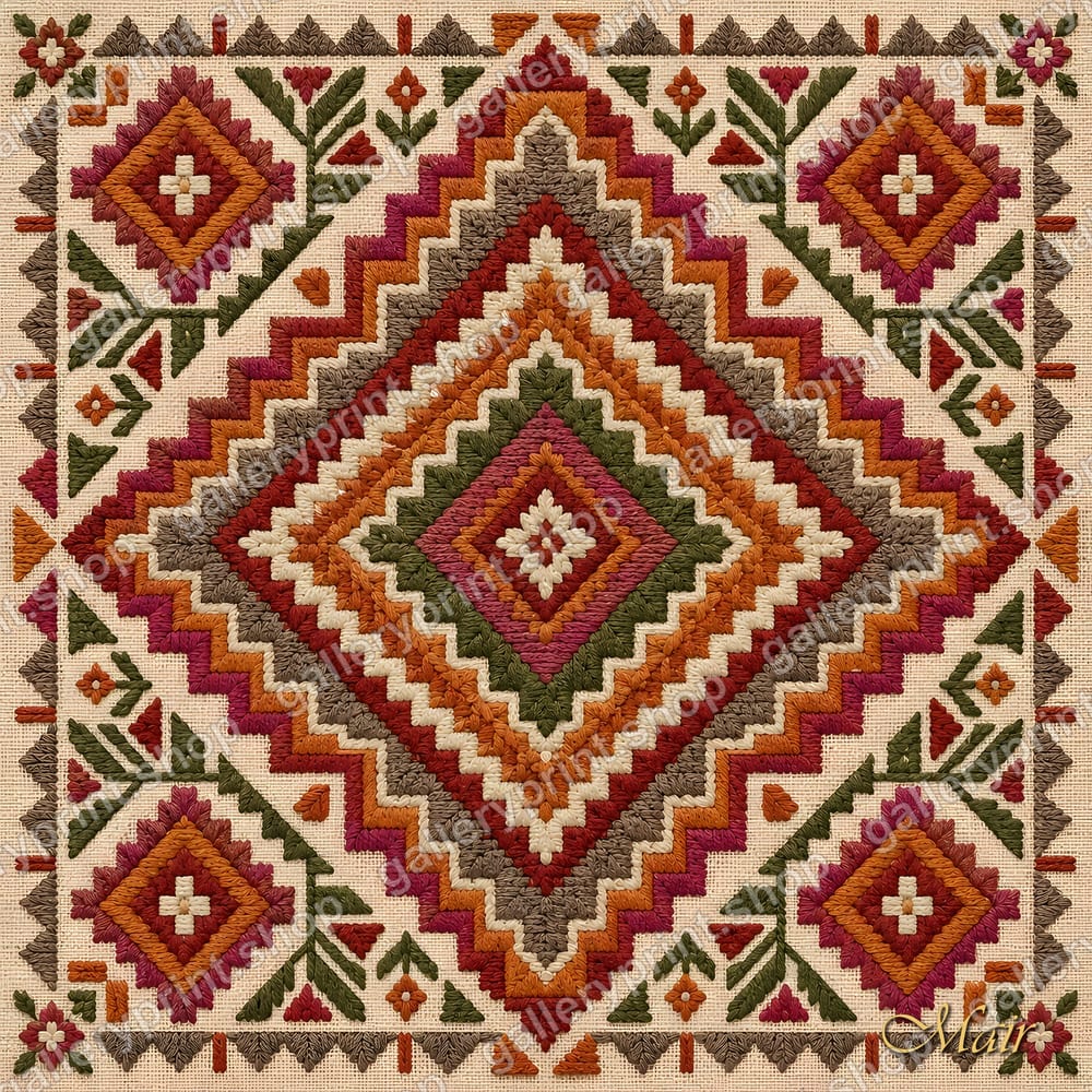 Andean Diamond Textile Pattern – printable wall art