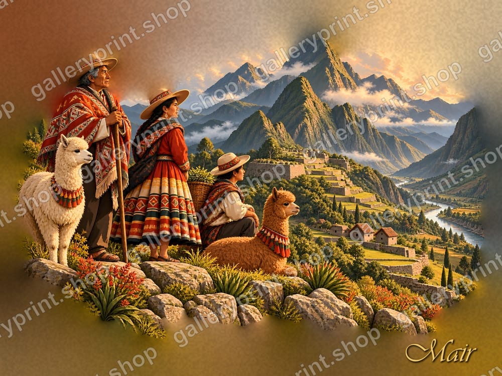 Andean Family Overlooking the Sacred Valley – printable wall art