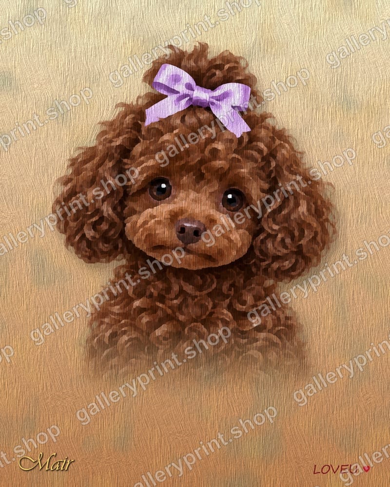 Brown Toy Poodle Oil Painting Portrait – printable wall art