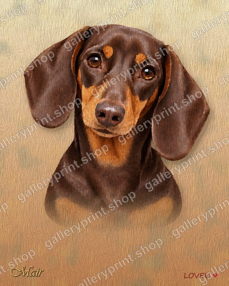 Chocolate Dachshund Oil Painting Portrait – printable wall art