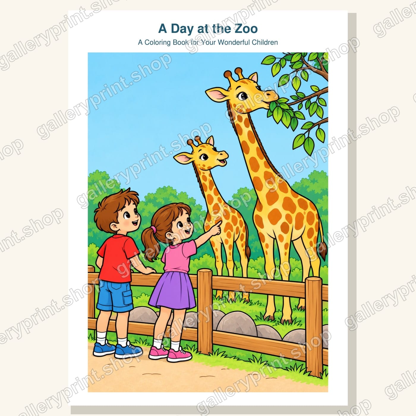 A Day at the Zoo – Kids Coloring Book – printable coloring book PDF