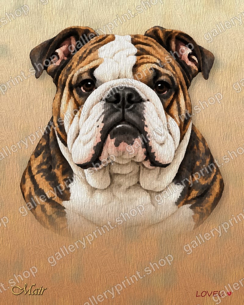 English Bulldog Oil Painting Portrait – printable wall art