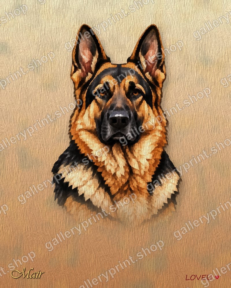 German Shepherd Oil Painting Portrait – printable wall art