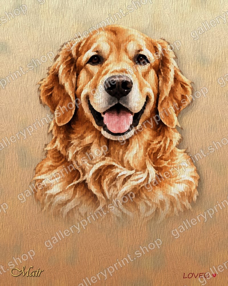 Golden Retriever Oil Painting Portrait – printable wall art