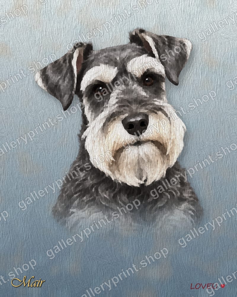Miniature Schnauzer Oil Painting Portrait – printable wall art