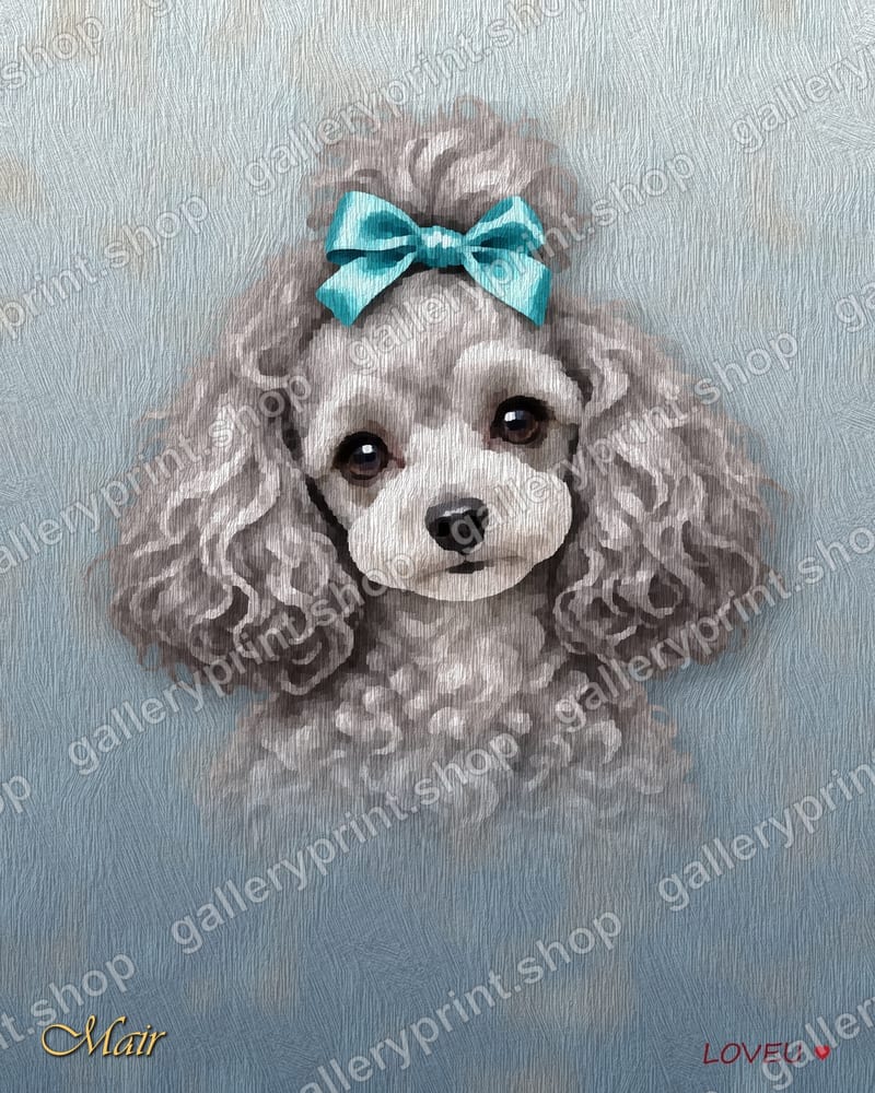 Silver Toy Poodle Oil Painting Portrait – printable wall art