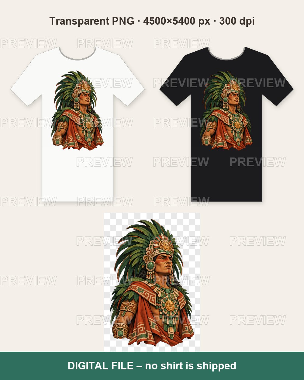 Aztec Warrior – T-shirt design PNG