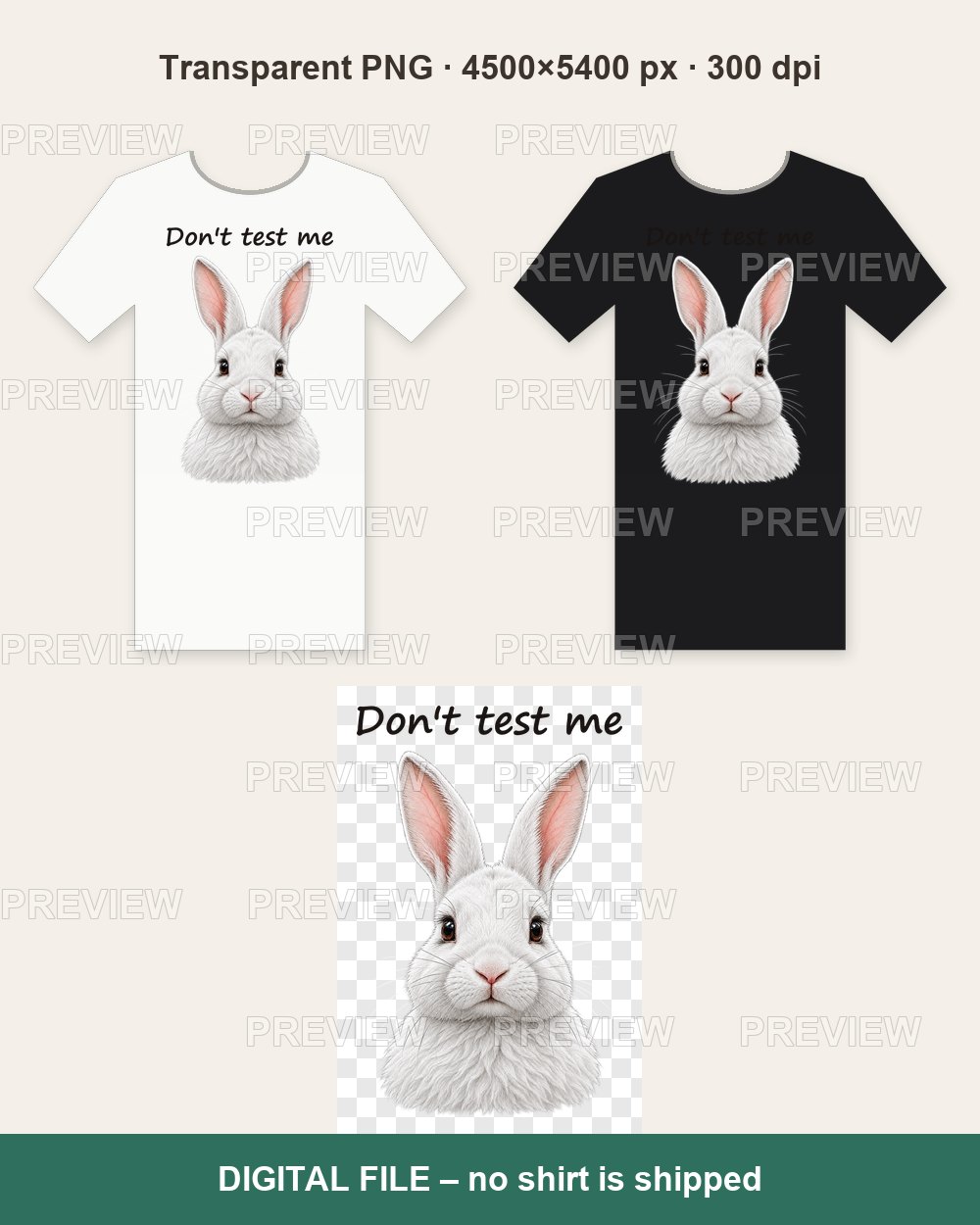 Don't Test Me Bunny – T-shirt design PNG