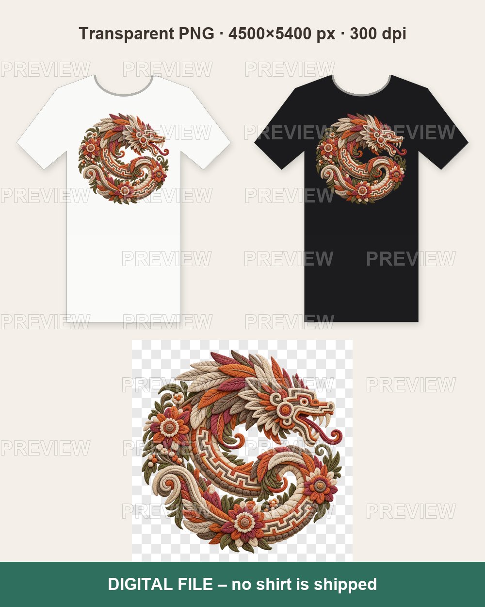 Feathered Serpent – T-shirt design PNG