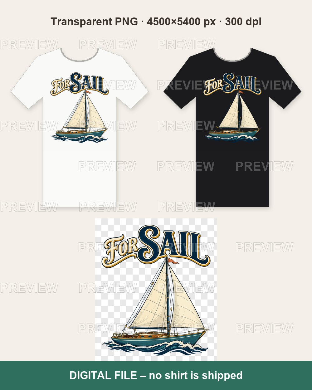 For Sail – T-shirt design PNG