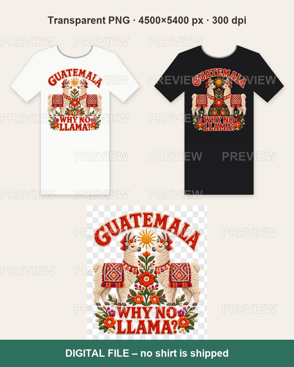 Guatemala Why No Llama – T-shirt design PNG