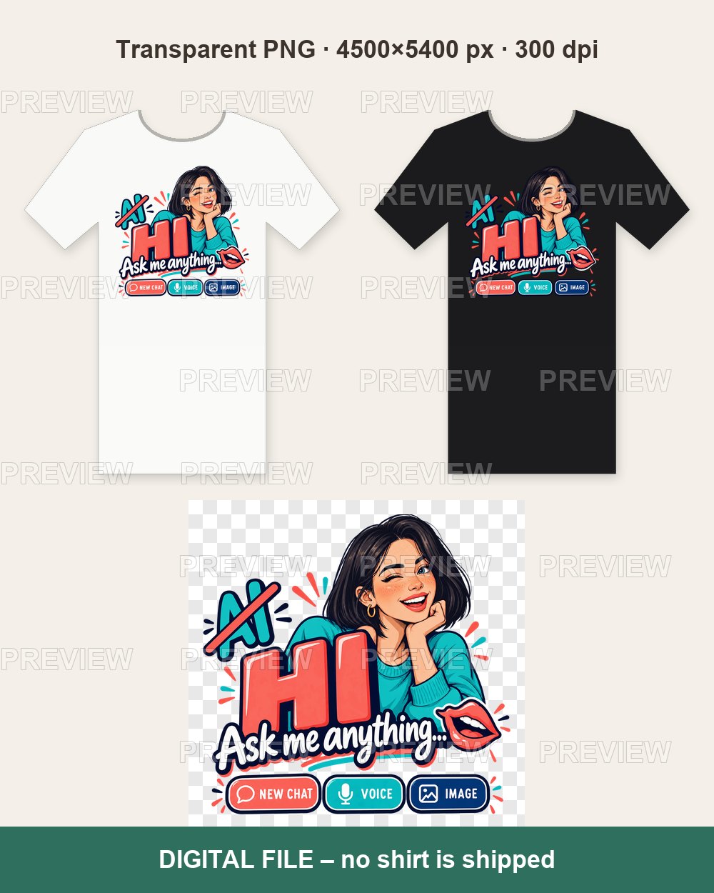 HI Not AI – Comfort Chat – T-shirt design PNG