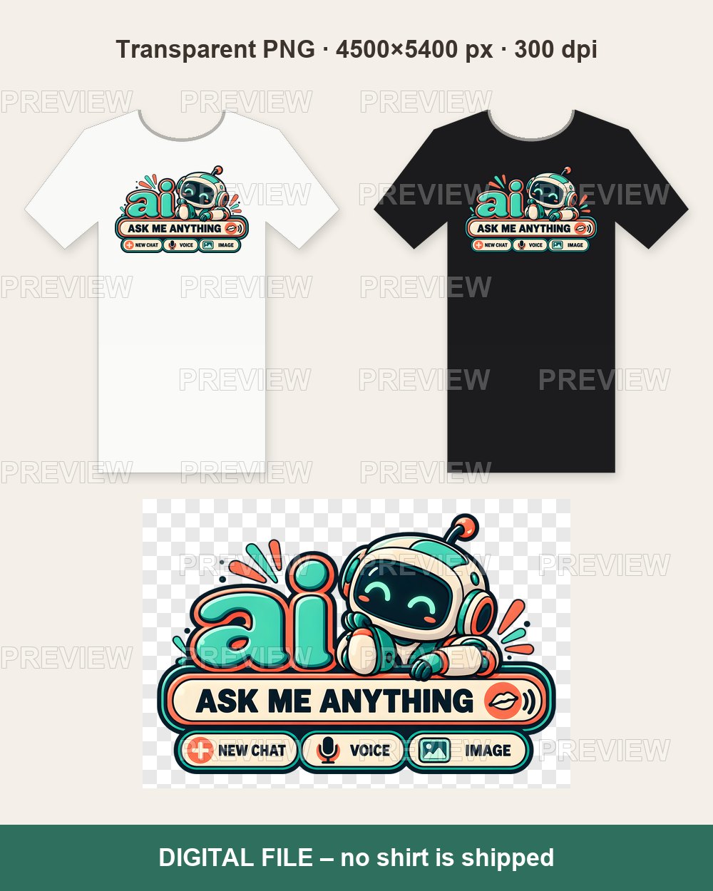 HI Not AI – Silver Hair Beach Chat – T-shirt design PNG