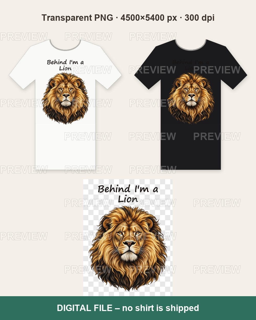 In Front I'm a Rhodesian Ridgeback – Behind I'm a Lion – T-shirt design PNG