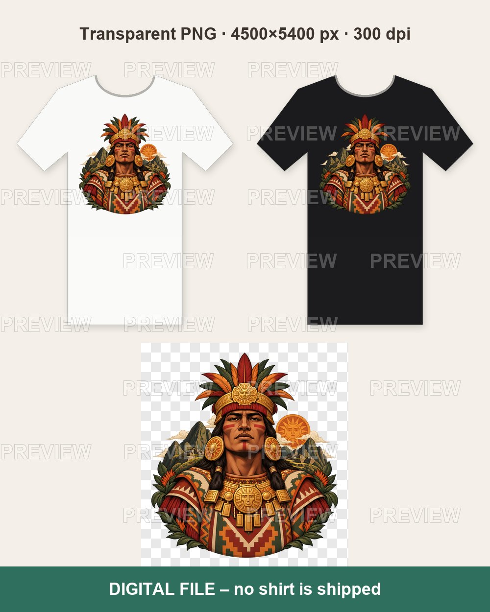Inca King – T-shirt design PNG