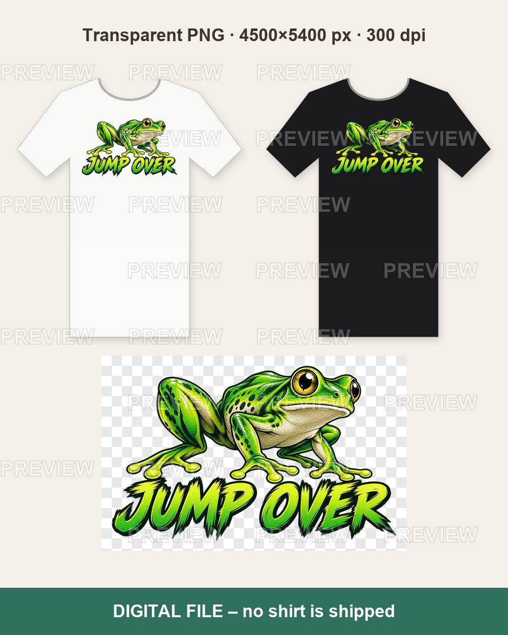 Jump Over Frog – T-shirt design PNG