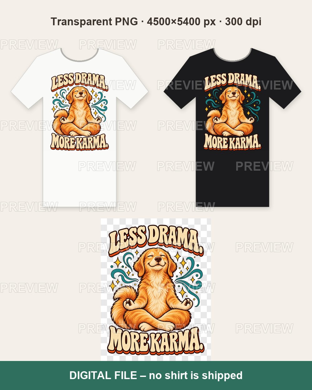 Less Drama More Karma Dog – T-shirt design PNG
