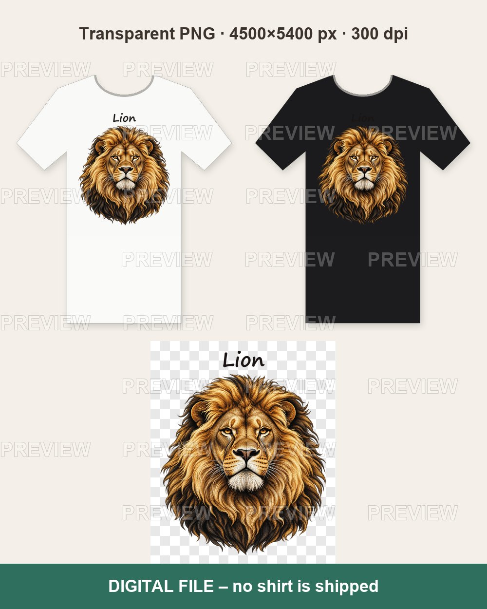 Lion Portrait – T-shirt design PNG