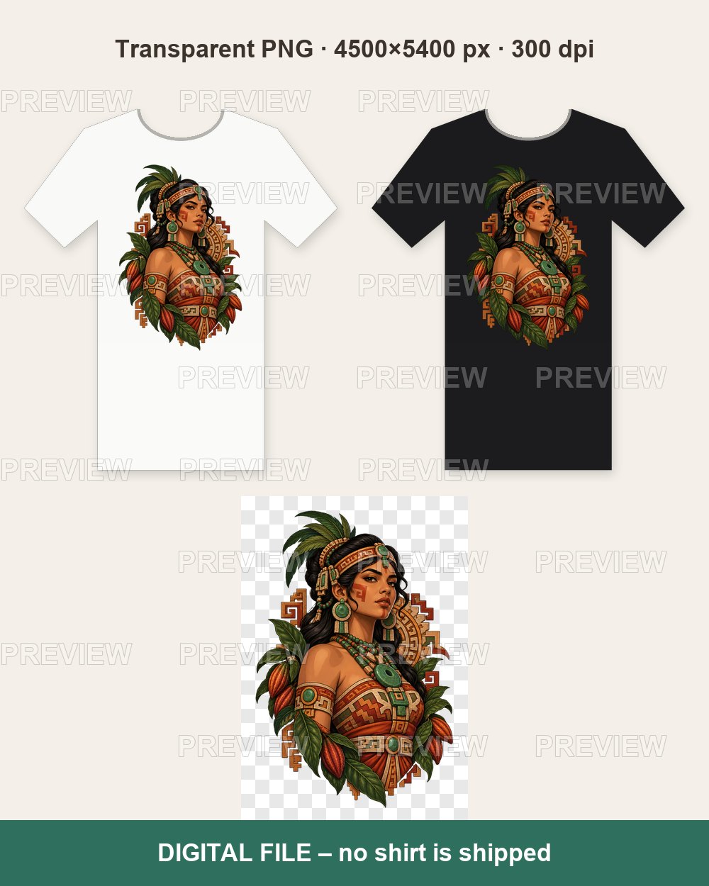 Mayan Woman – T-shirt design PNG