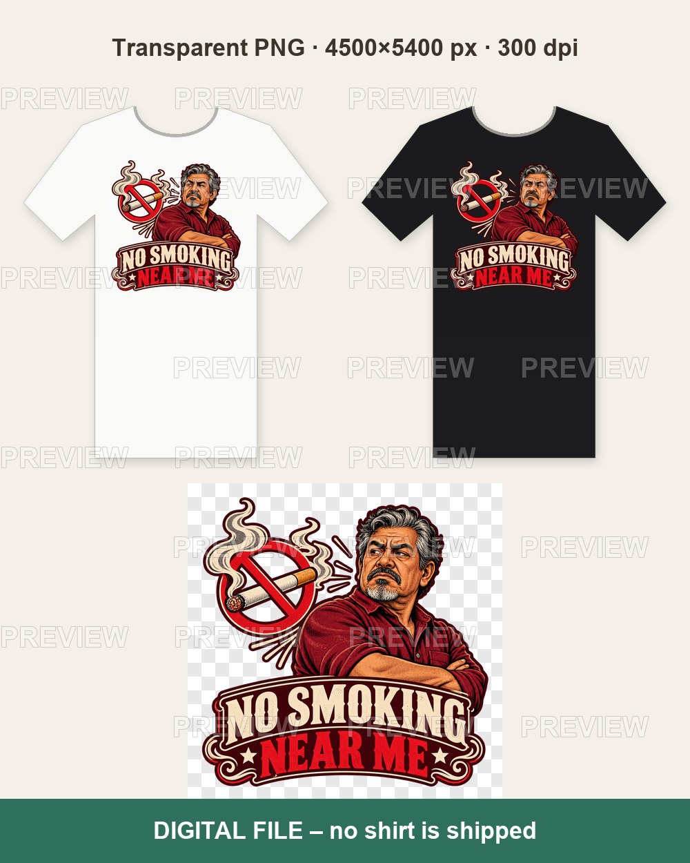 No Smoking Near Me – Vintage Badge No Smoking – T-shirt design PNG
