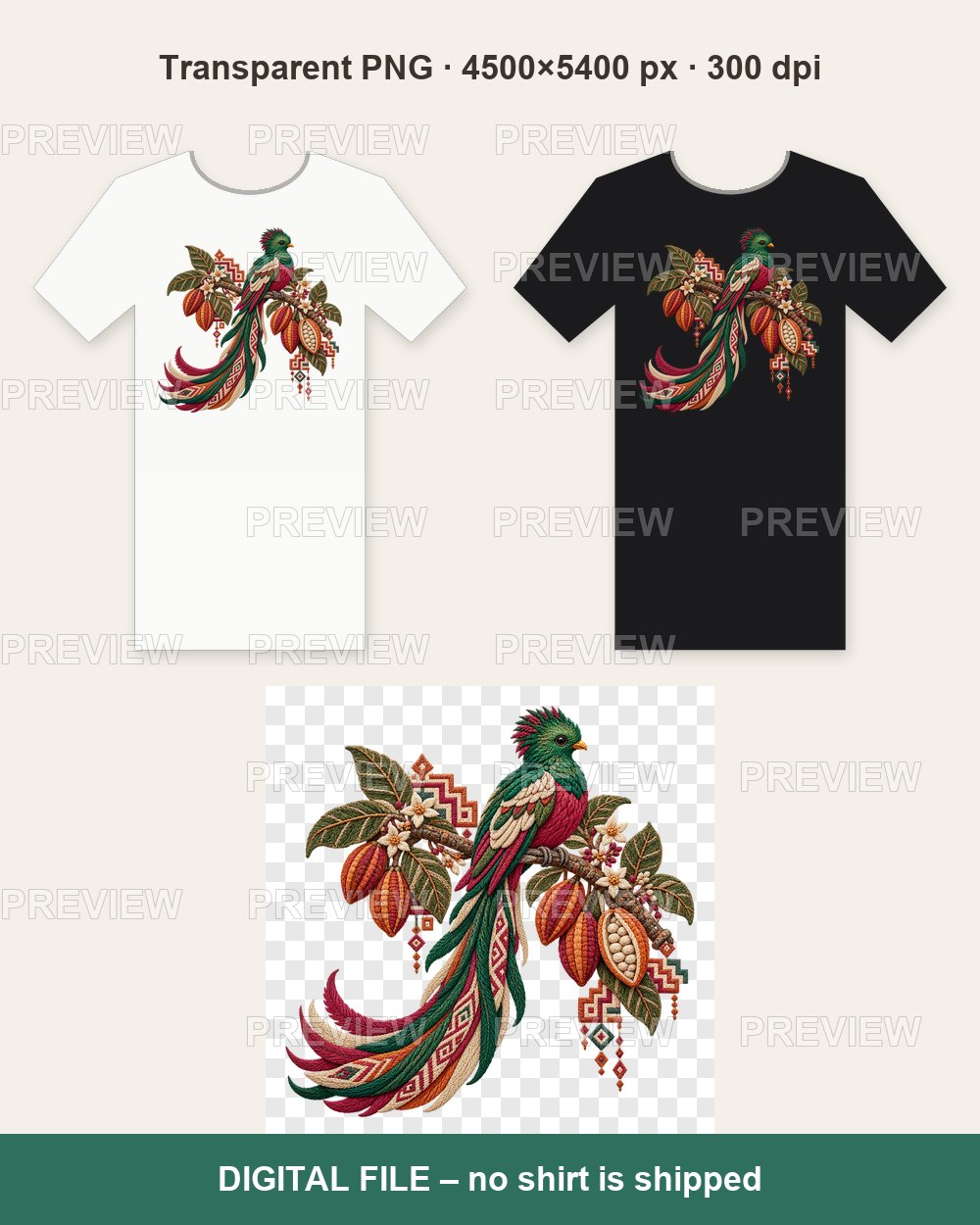 Resplendent Quetzal – T-shirt design PNG