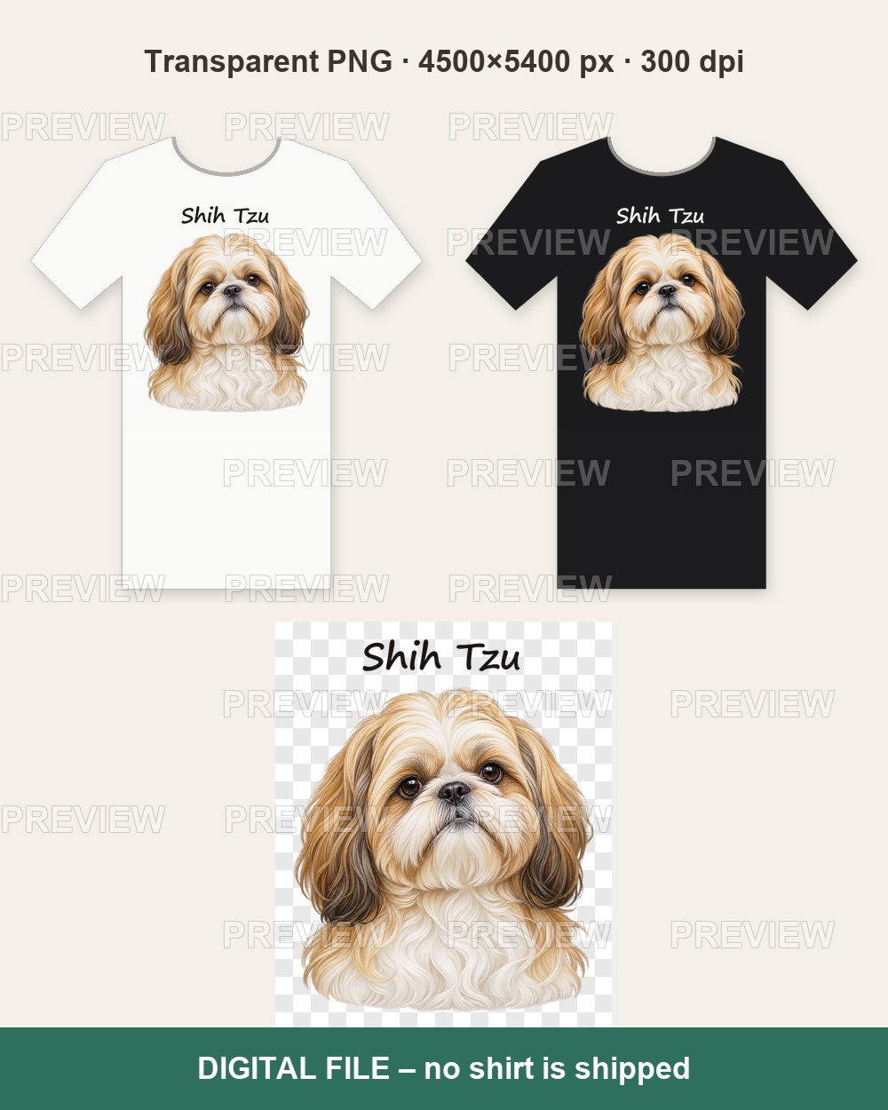 Shih Tzu Portrait – T-shirt design PNG