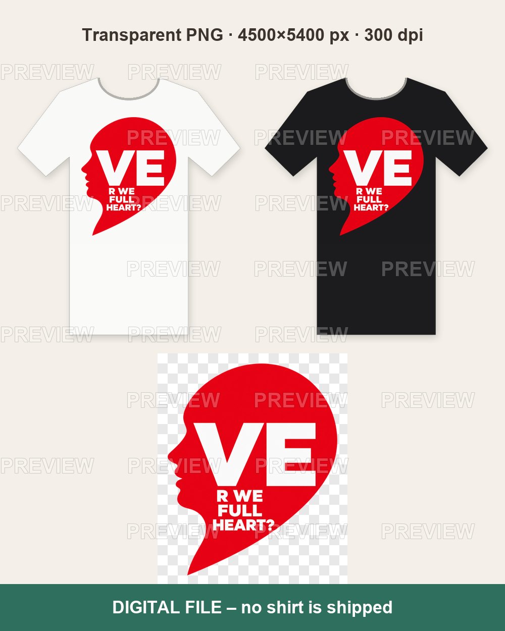 VE Half Heart – Matching Couple – T-shirt design PNG