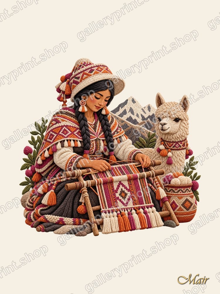 Andean Weaver & Llama – printable wall art