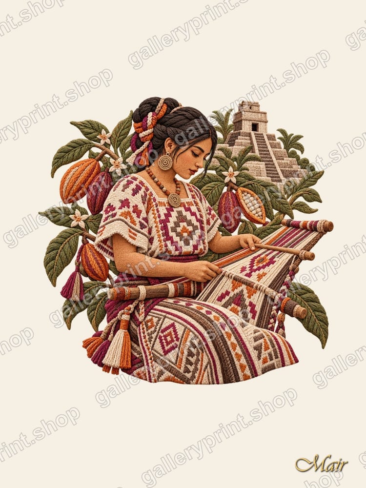 Maya Weaver by the Pyramid – printable wall art