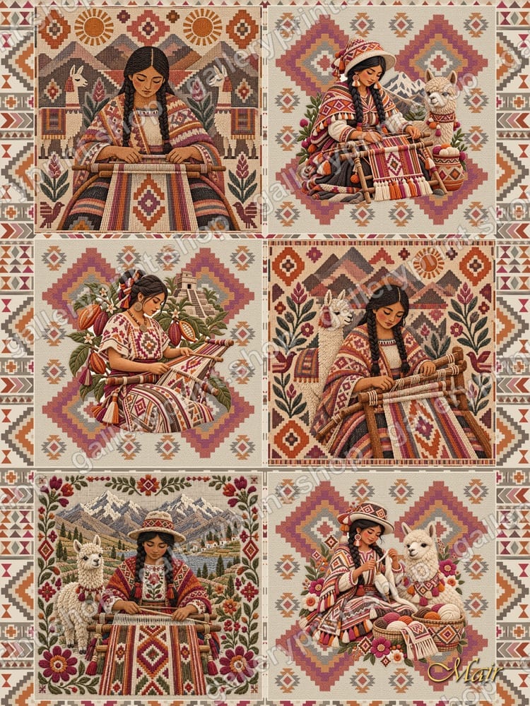 Six Andean Weavers – printable wall art