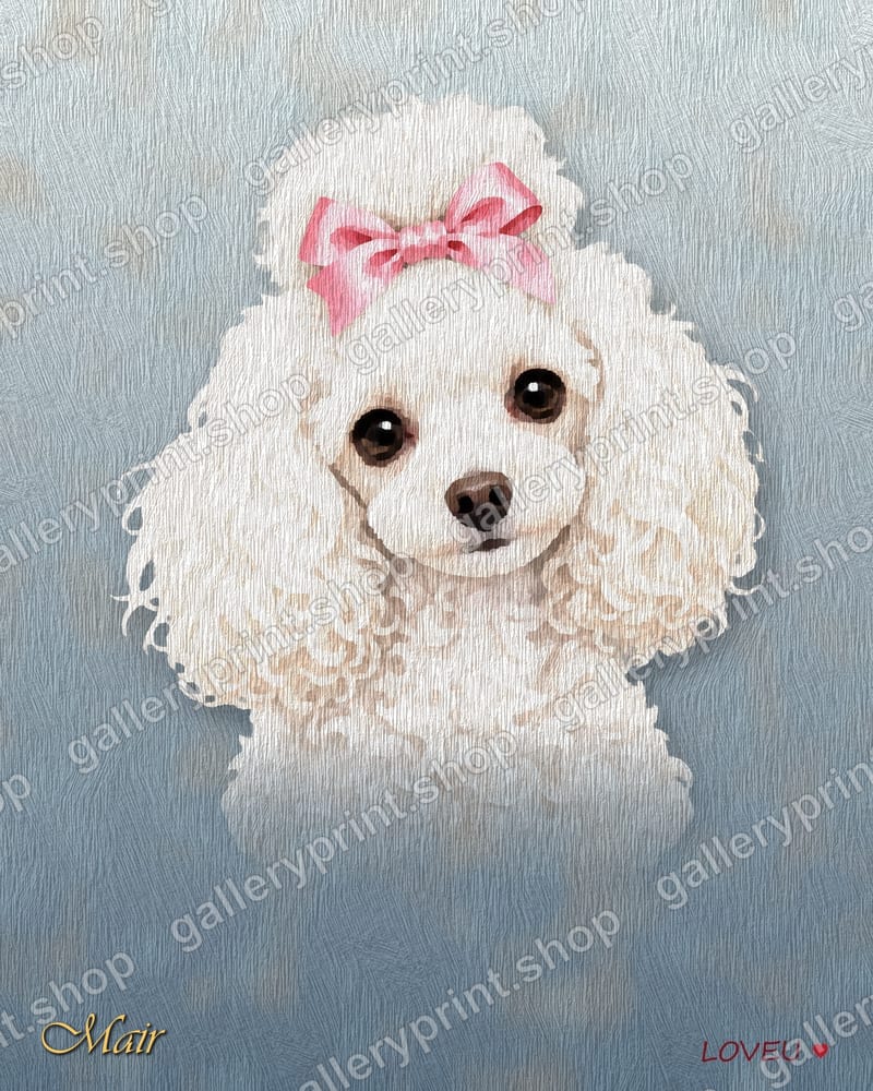 White Toy Poodle Oil Painting Portrait – printable wall art